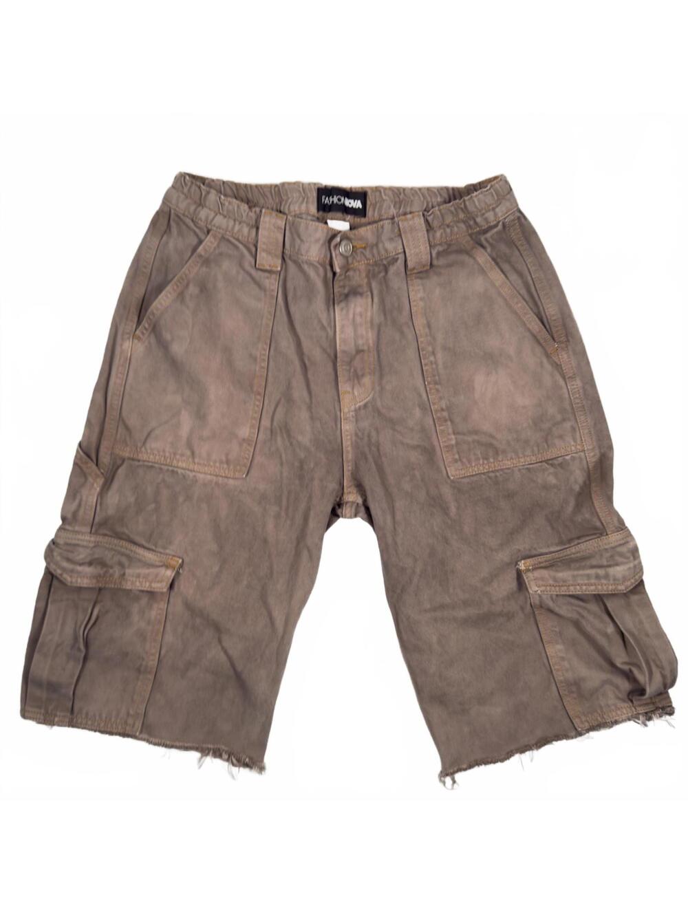 Distressed Baggy Cargo Cutoff Shorts Overdyed Size 7 Waist 29" Grunge Y2K Unique